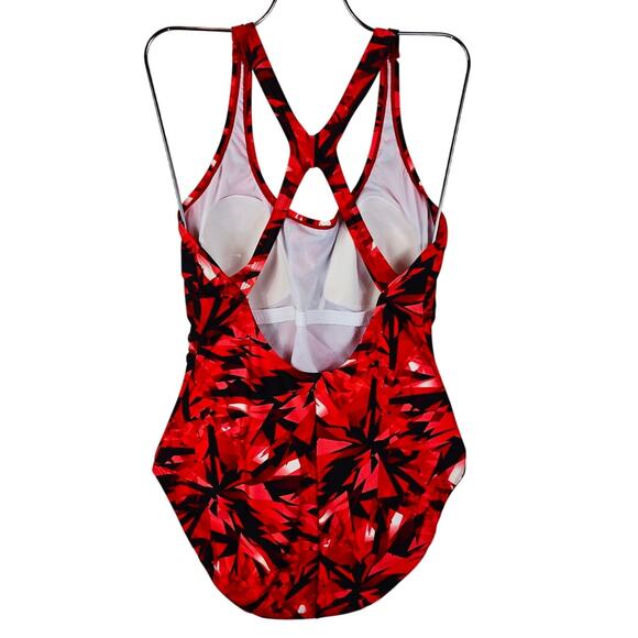 Speedo Red Black Lightly Padded One Piece Bathing Suit Women's 18 - Picture 2 of 4